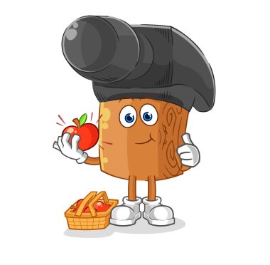 the hammer eating an apple illustration. character vecto