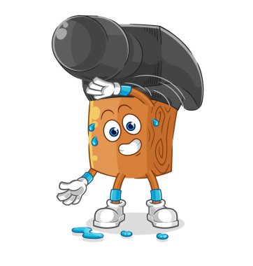 the hammer stretching character. cartoon mascot vecto