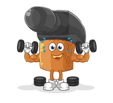 the hammer weight training illustration. character vecto