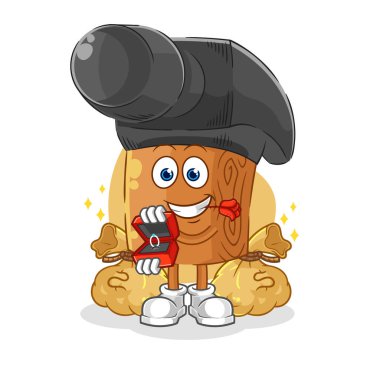 the hammer propose with ring. cartoon mascot vecto