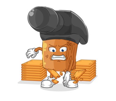 the hammer karate mascot. cartoon vecto