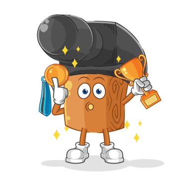 the hammer winner with trophie. cartoon characte