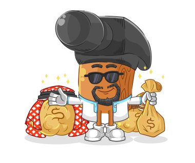 the hammer rich arabian mascot. cartoon vecto