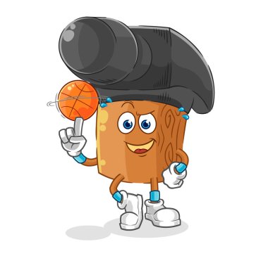 the hammer playing basket ball mascot. cartoon vecto