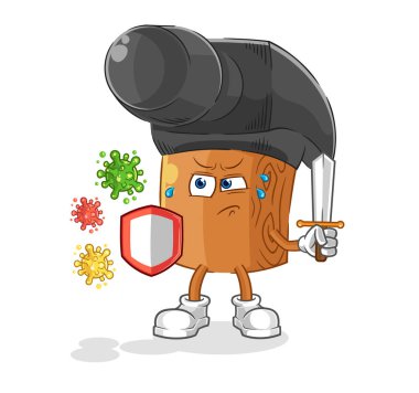 the hammer against viruses cartoon. cartoon mascot vecto