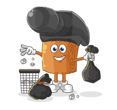 the hammer Throw garbage mascot. cartoon vecto