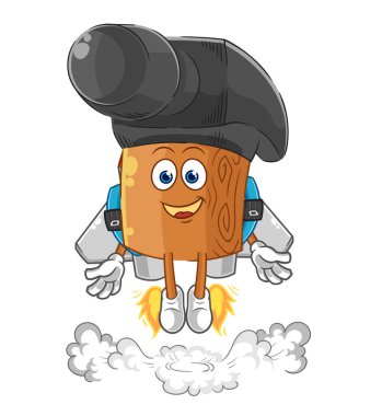 the hammer with jetpack mascot. cartoon vecto