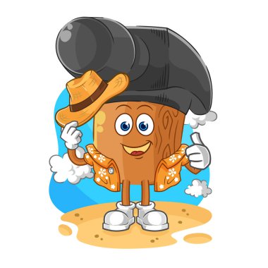 the hammer go on vacation. cartoon mascot vecto