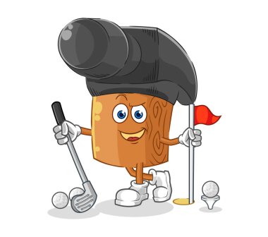 the hammer playing golf vector. cartoon characte