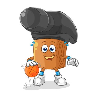 the hammer dribble basketball character. cartoon mascot vecto