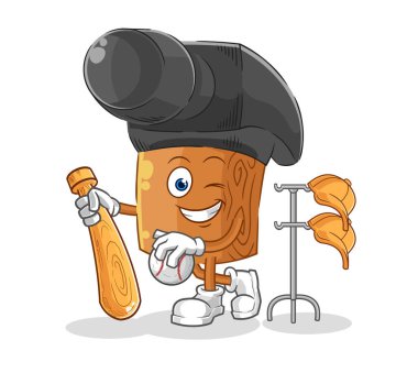 the hammer playing baseball mascot. cartoon vecto