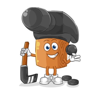 the hammer playing hockey vector. cartoon characte