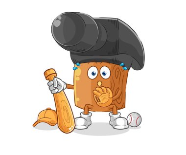 the hammer baseball Catcher cartoon. cartoon mascot vecto