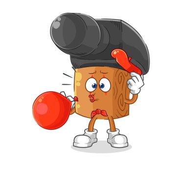 the hammer pantomime blowing balloon. cartoon mascot vecto