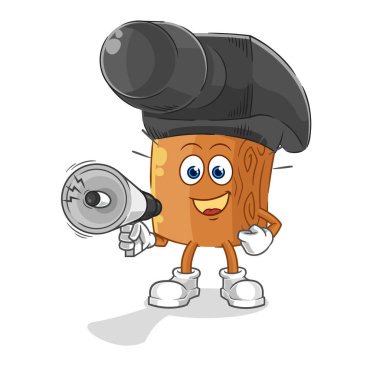 the hammer holding hand loudspeakers vector. cartoon characte