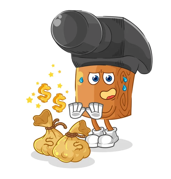 Hammer Refuse Money Illustration Character Vecto — Vettoriale Stock