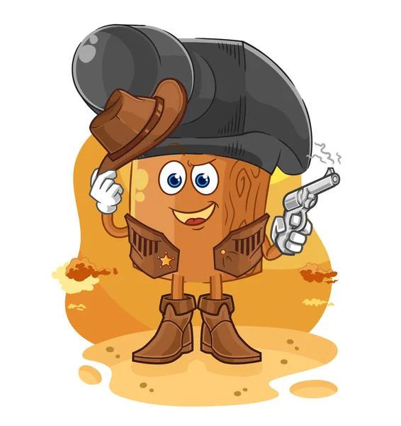 Hammer Cowboy Gun Character Vecto — 图库矢量图片