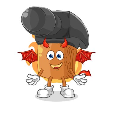 the hammer demon with wings character. cartoon mascot vecto