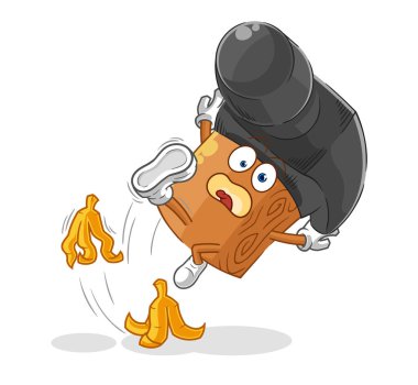 the hammer slipped on banana. cartoon mascot vecto
