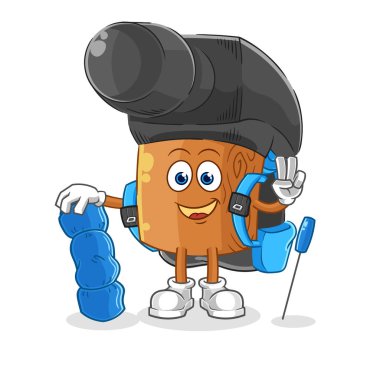 the hammer go camping mascot. cartoon vecto