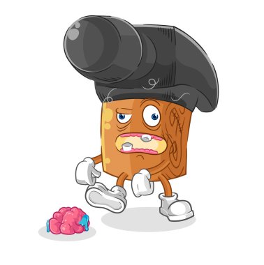 the hammer zombie character.mascot vecto