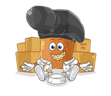 the hammer homeless character. cartoon mascot vecto