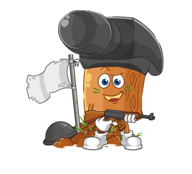 the hammer army character. cartoon mascot vecto