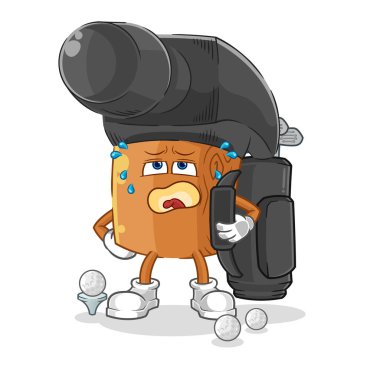 the hammer with golf equipment. cartoon mascot vecto