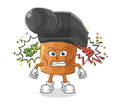 the hammer anime angry vector. cartoon characte