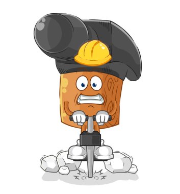 the hammer drill the ground cartoon character vecto