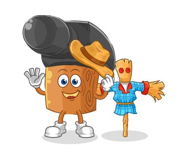 the hammer with scarecrows cartoon character vecto