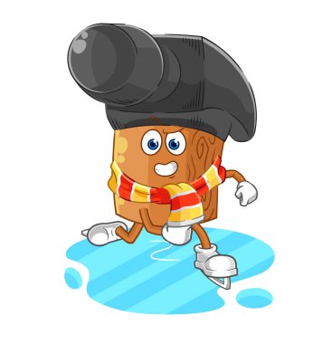 the hammer ice skiing cartoon. character mascot vecto