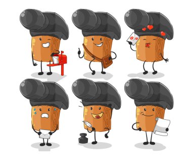 the hammer postman set character. cartoon mascot vecto