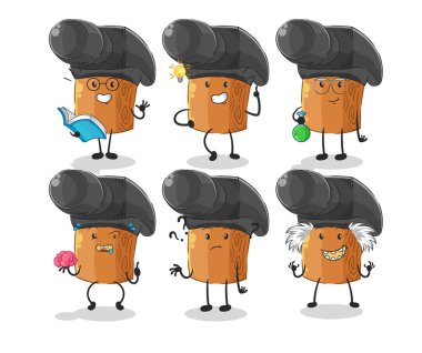 the hammer thinking group character. cartoon mascot vecto