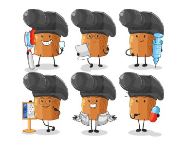 the hammer doctor group character. cartoon mascot vecto