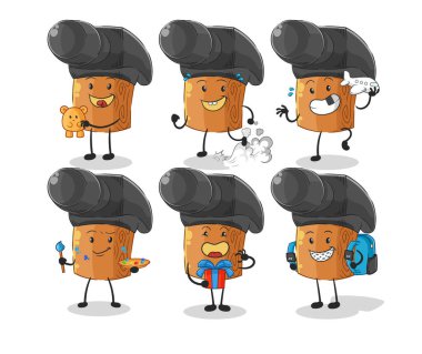 the hammer children group character. cartoon mascot vecto