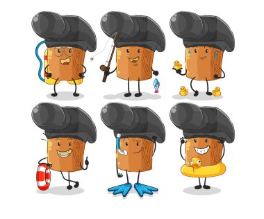 the hammer water activity group. cartoon mascot vecto