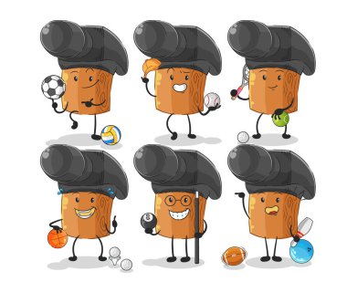 the hammer sport set character. cartoon mascot vecto