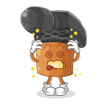 the hammer dizzy head mascot. cartoon vecto