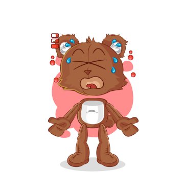 the bear low battery mascot. cartoon vecto