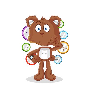 the bear with wristwatch cartoon. cartoon mascot vecto