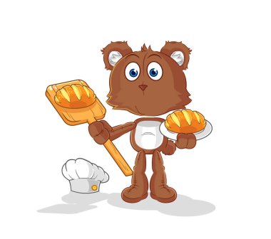 the bear baker with bread. cartoon mascot vecto