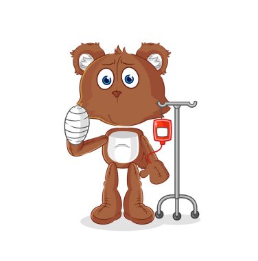 the bear sick in IV illustration. character vecto
