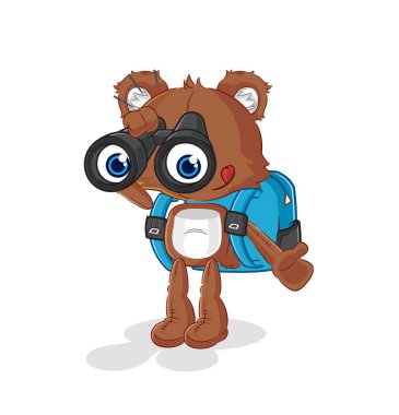 the bear with binoculars character. cartoon mascot vecto