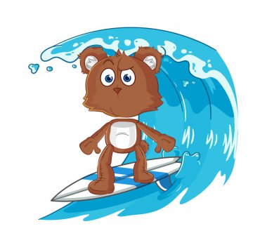 the bear surfing character. cartoon mascot vecto