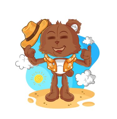 the bear go on vacation. cartoon mascot vecto