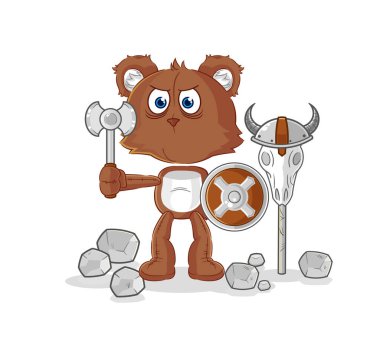 the bear viking with an ax illustration. character vecto