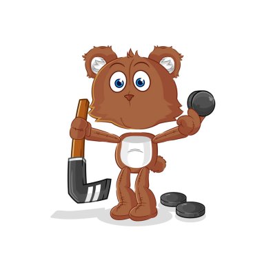 the bear playing hockey vector. cartoon characte