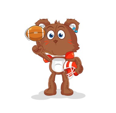 the bear playing rugby character. cartoon mascot vecto