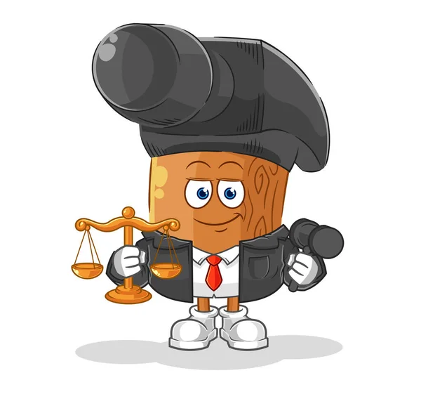 Καρτούν Του Δικηγόρου Σφυρί Μασκότ Κινουμένων Σχεδίων Vecto — Διανυσματικό Αρχείο